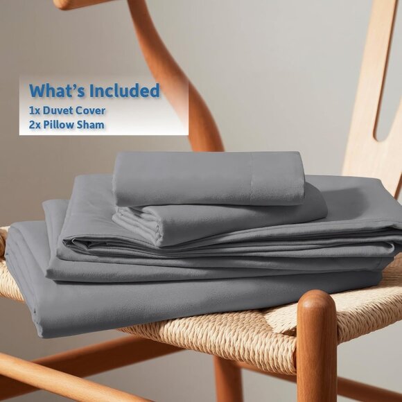 NWT Nestl Grey Duvet Cover Soft Double Brushed King Duvet Cover Set, 3 Pc Set - Picture 2 of 7